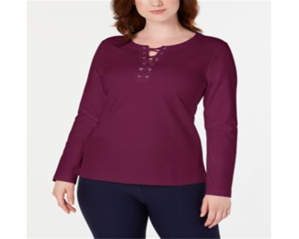 Karen Scott Women's Sport Lace-up Sweatshirt Purple Size S