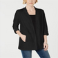 Karen Scott Women's Sport Zip-Pocket Cardigan Black Size Large