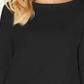 Karen Scott Women's Cotton Boat-Neck 3/4-Sleeve Knit Top Black Size X-Small