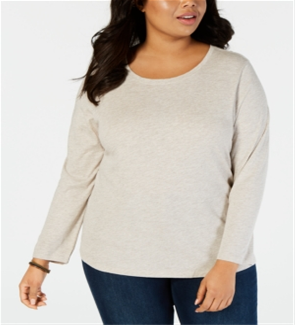 Style & Co Women's Crew Neck Long Sleeve T-Shirt Gray Size 0X
