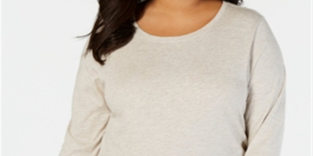 Style & Co Women's Crew Neck Long Sleeve T-Shirt Gray Size 0X