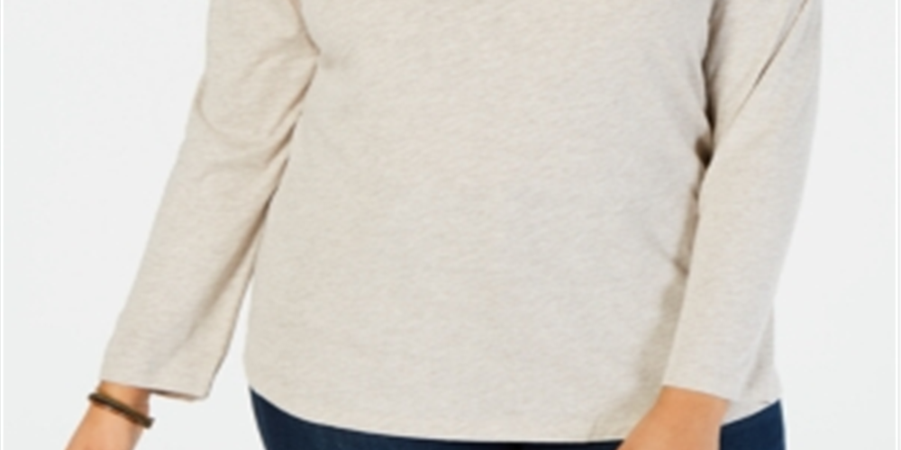 Style & Co Women's Crew Neck Long Sleeve T-Shirt Gray Size 0X