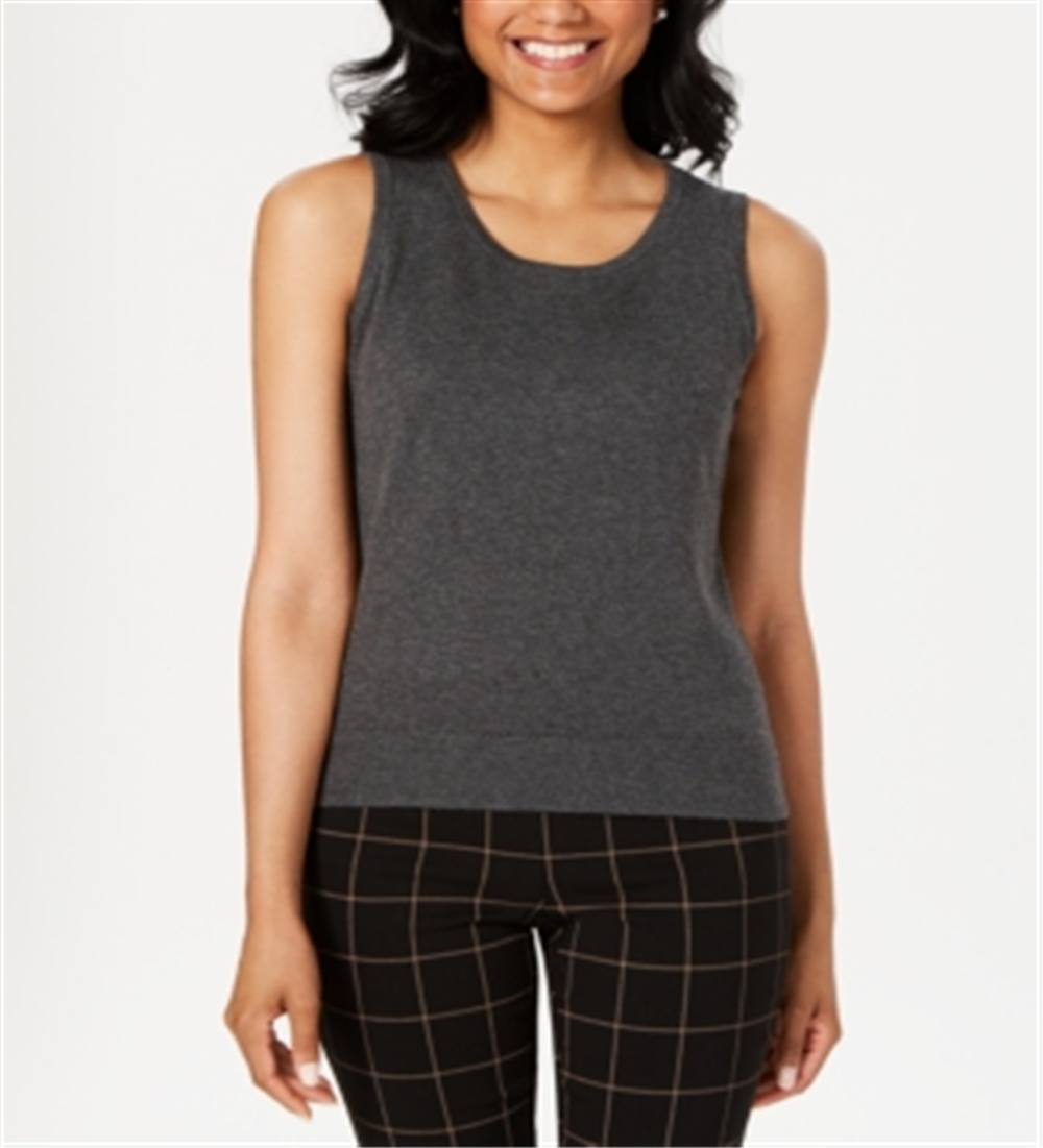 Charter Club Women's Sleeveless Crew-Neck Sweater Gray Size XX-Large