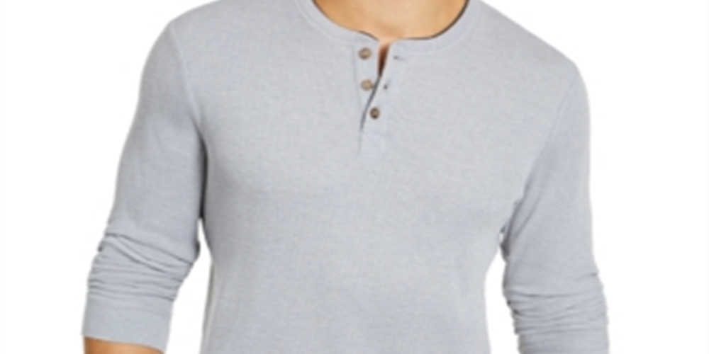Club Room Men's Henley Shirts Gray Size Small
