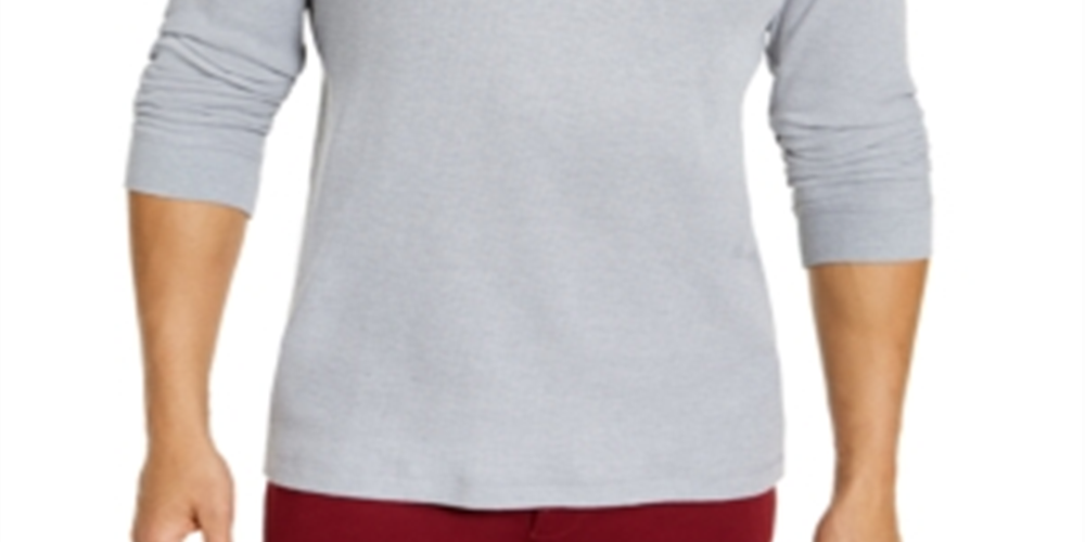 Club Room Men's Henley Shirts Gray Size Small