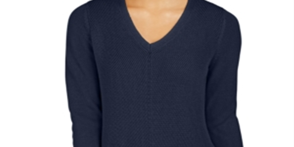 Charter Club Women's V-Neck Sweater Blue Size X-Large
