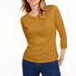 Maison Jules Women's 3/4-Sleeve Solid T-Shirt Yellow Size X-Small