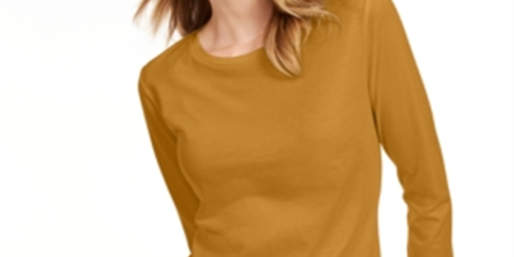 Maison Jules Women's 3/4-Sleeve Solid T-Shirt Yellow Size X-Small