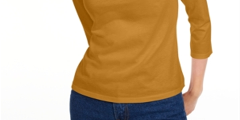 Maison Jules Women's 3/4-Sleeve Solid T-Shirt Yellow Size X-Small