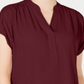 Charter Club Women's Petite Split-Neck Short-Sleeve Top Red Size Petite L