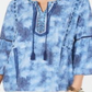 Style & Co Women's Split-Neck Tassel Trim Top Blue Size X-Small