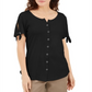 Karen Scott Women's Button Front Top Black Size Small