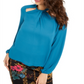 Thalia Sodi Women's Twist Neck Cutout Top Blue Size  Small