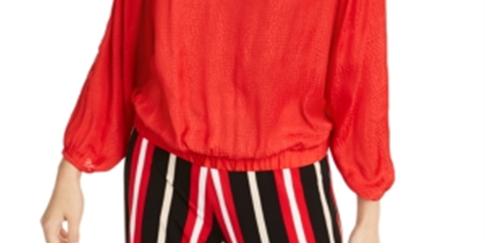 Alfani Women's Banded Hem Blouson Top Red Size X-Large