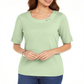 Karen Scott Women's Cotton Ring Top Green SizeX-Small