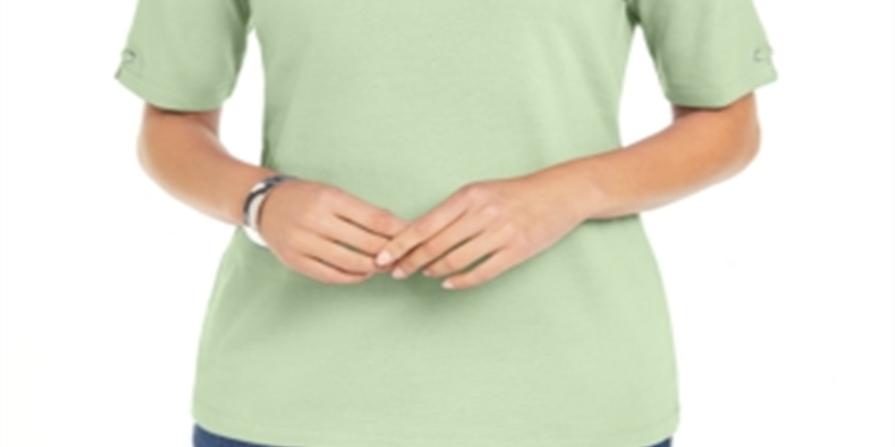 Karen Scott Women's Cotton Ring Top Green SizeX-Small