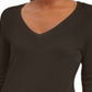 JM Collection Women's Embellished Sleeve V Neck Sweater Gift Espresso Size XX-Large
