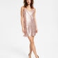 Bar III Women's V Neck Mini Slip Dress Pink Size Medium