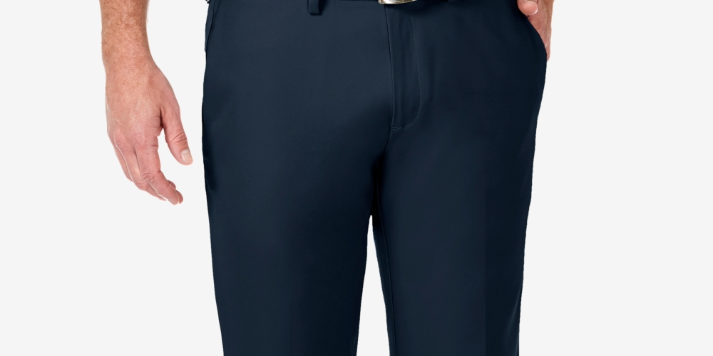 Haggar Men's Cool 18 Pro Stretch Straight Fit Flat Front Dress Pants Blue Size 36X30