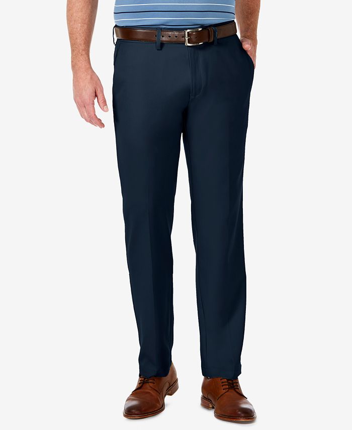 Haggar Men's Cool 18 Pro Stretch Straight Fit Flat Front Dress Pants Blue Size 38X30