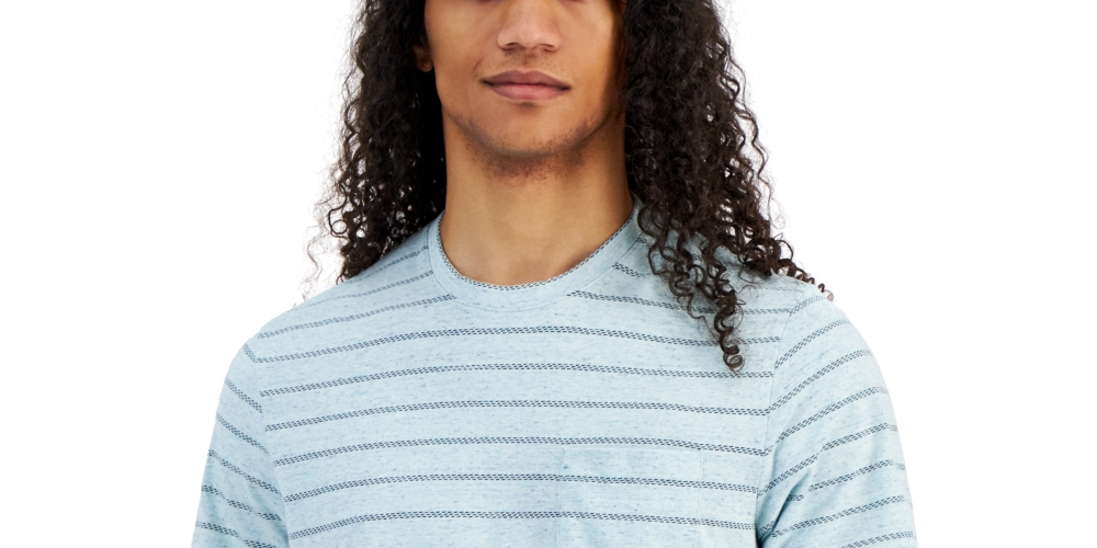 Sun + Stone Men's Aaron Regular-Fit Stripe Pocket T-Shirt Blue Size Large