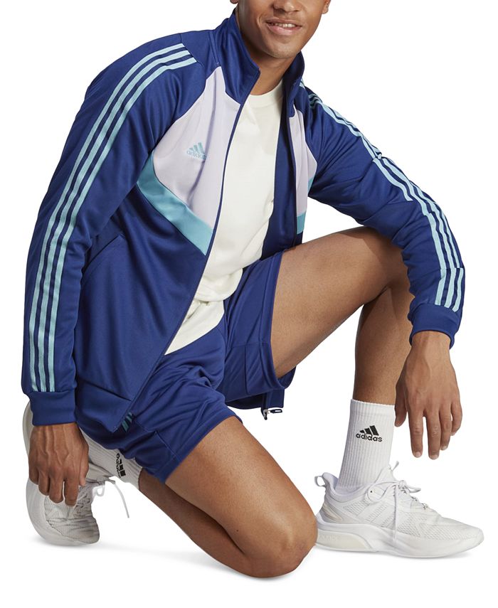 adidas Men's Tiro Lightweight Three Stripe 8 Track Shorts Blue Size Small