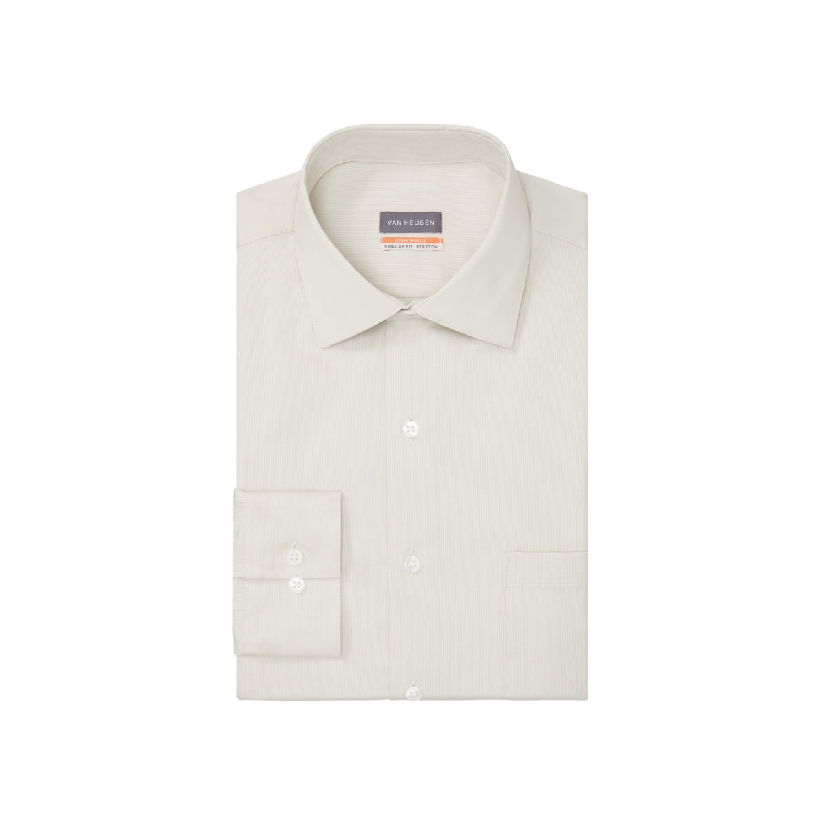 Van Heusen Men's Stain Shield Regular Fit Dress Shirt Beige Size 15X34X35