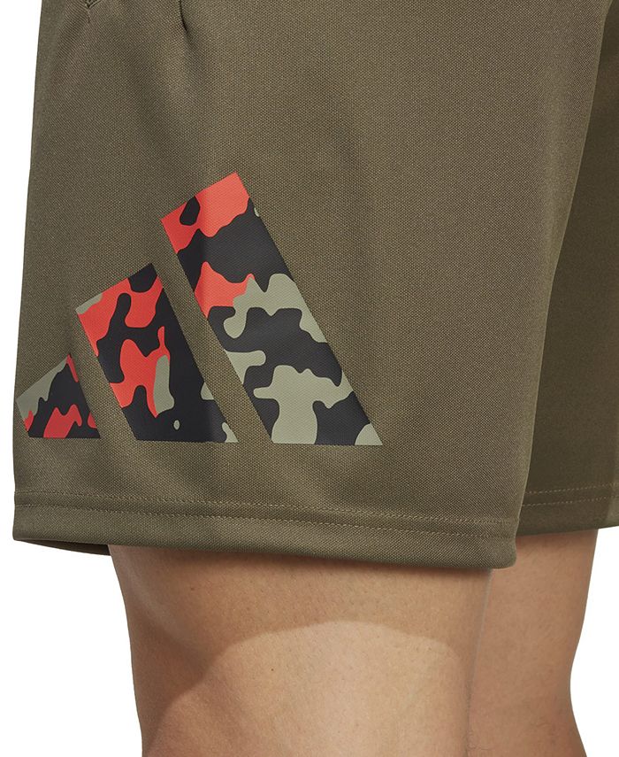 adidas Men's Train Essentials Seasonal Camo Filled Logo Training Shorts Green Size XX-Large