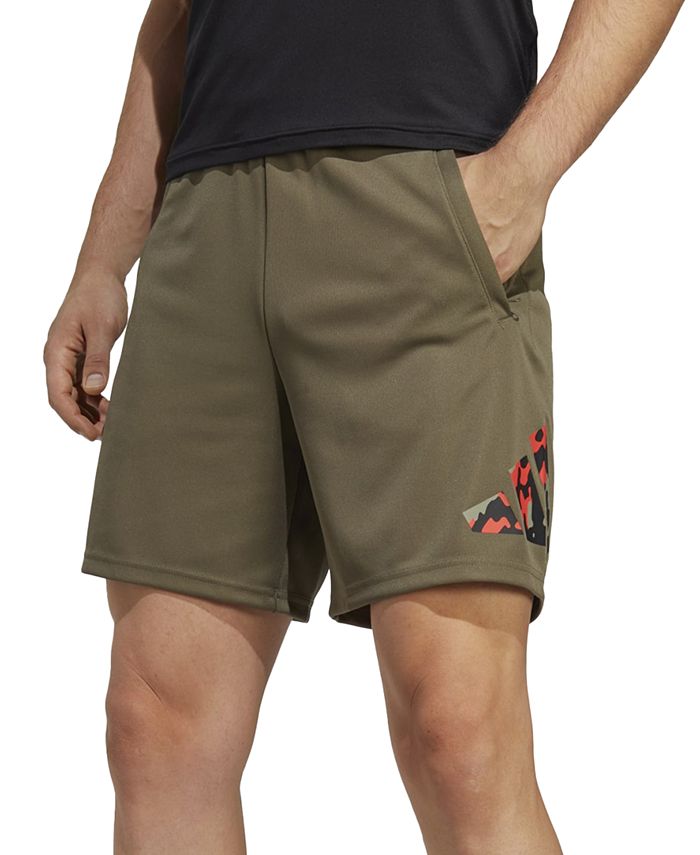 adidas Men's Train Essentials Seasonal Camo Filled Logo Training Shorts Green Size Small