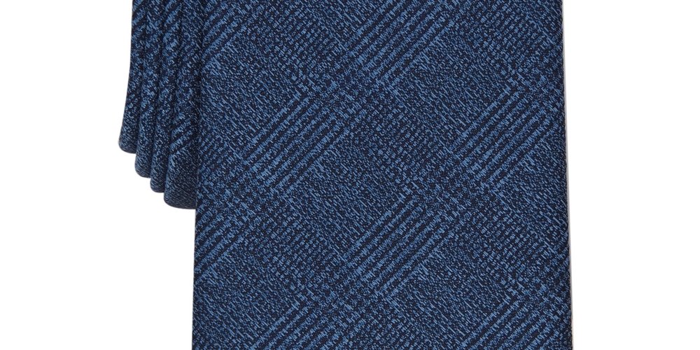 Alfani Men's Munroe Slim Glen Plaid Tie Blue Size Regular