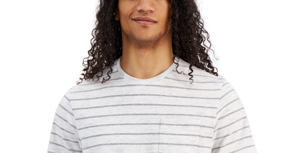 Sun + Stone Men's Aaron Regular-Fit Stripe Pocket T-Shirt White Size Small