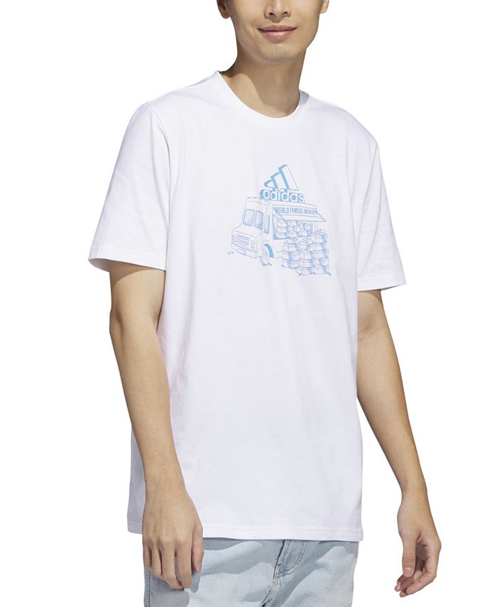 adidas Men's Short Sleeve Crewneck Food Truck Graphic T-Shirt White Size XX-Large