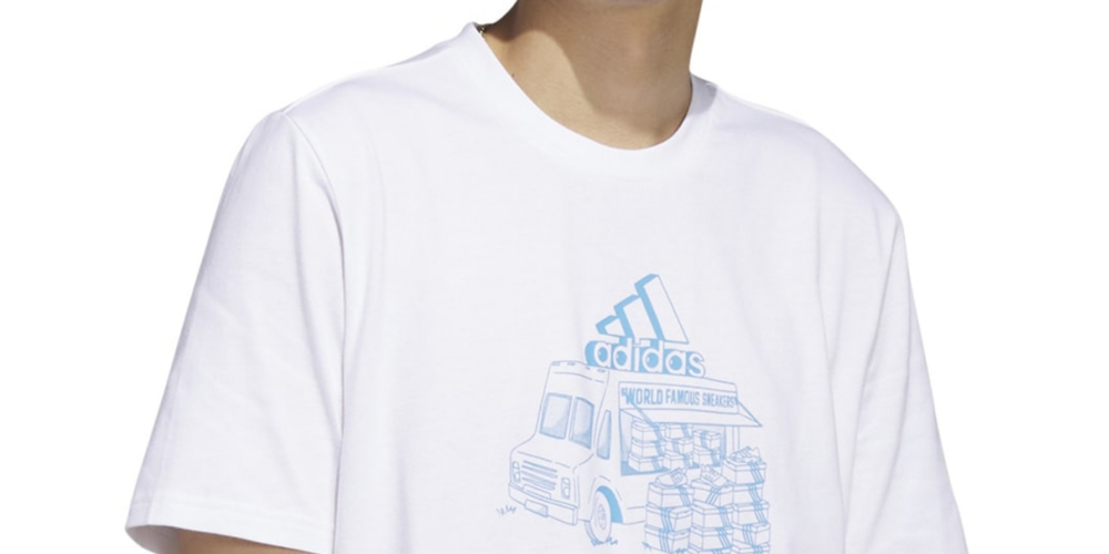 adidas Men's Short Sleeve Crewneck Food Truck Graphic T-Shirt White Size XX-Large