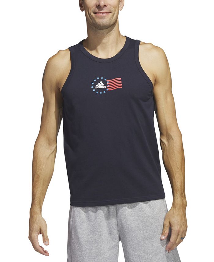 adidas Men's American Flag Tank Blue Size Large