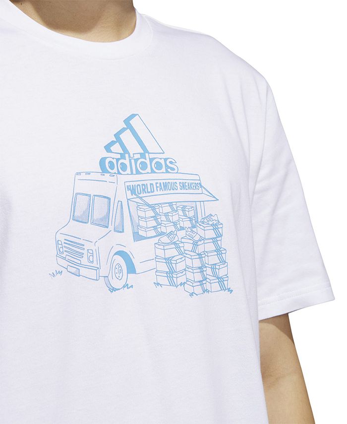 adidas Men's Short Sleeve Crewneck Food Truck Graphic T-Shirt White Size X-Large