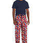 Club Room Men's Solid Top & Tropical Pants 2 Pc Pajama Set Red Size XX-Large