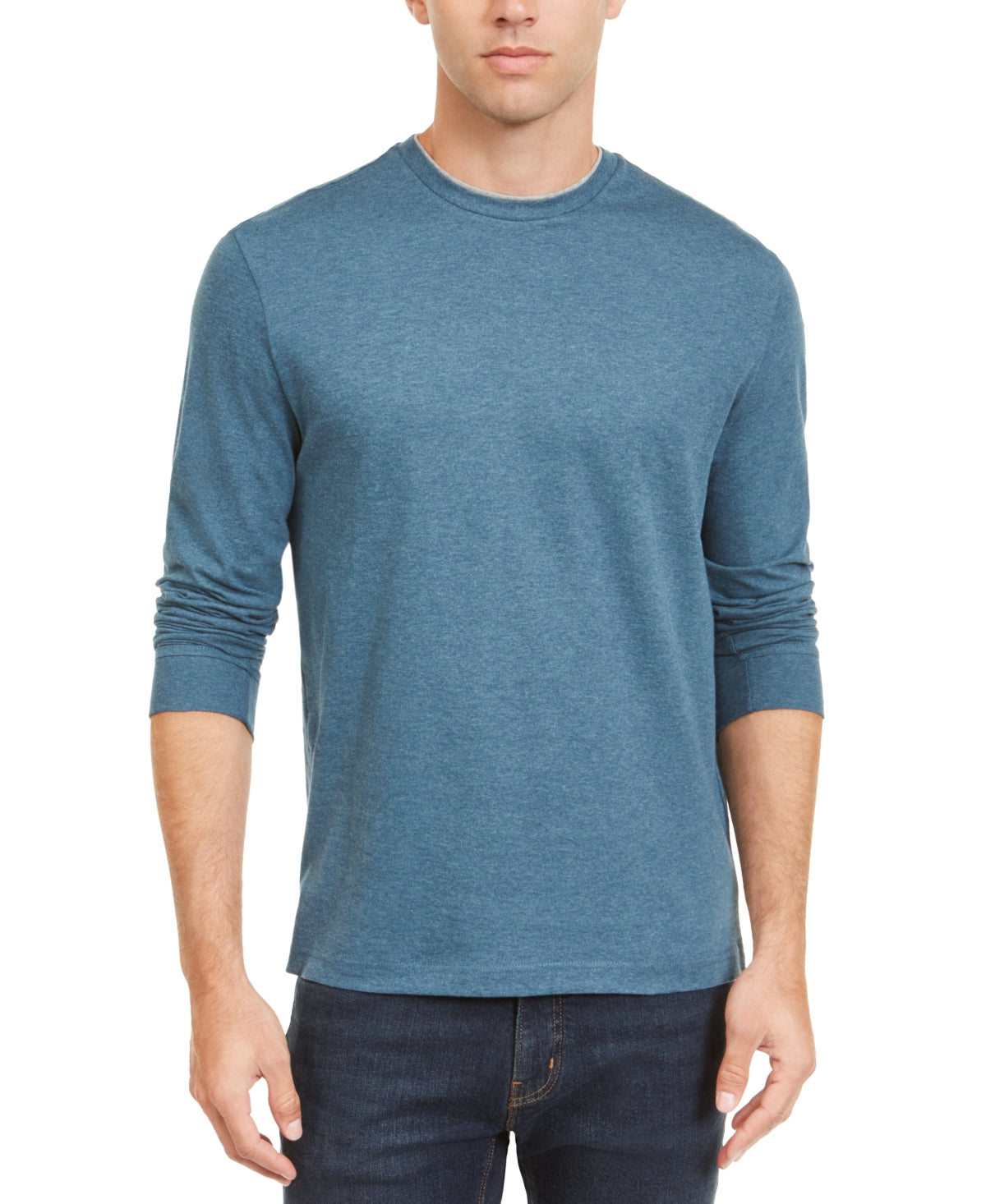 Club Room Men's Doubler Crewneck T-Shirt  Blue Size Large