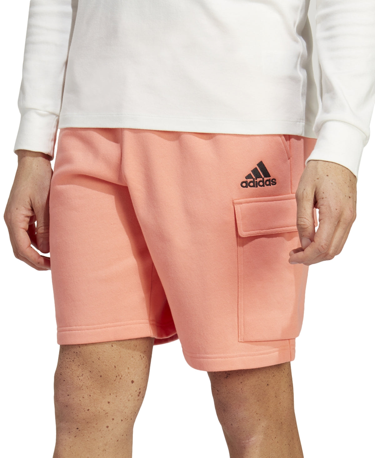 adidas Men's Essentials Fleece Cargo Shorts Orange Size Medium