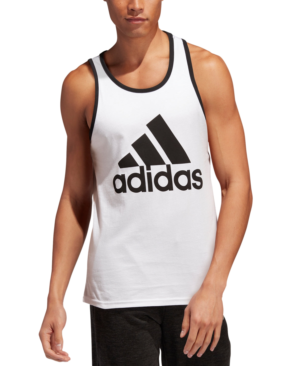 adidas Men's Badge Of Sport Logo Graphic Tank White Size Small