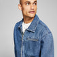 And Now This Men's Regular Fit Denim Mechanic Jacket Blue Size Small