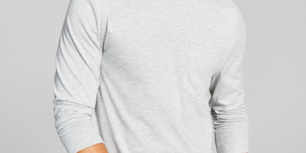 And Now This Men's Pocket Long Sleeve T Shirt Gray Size X-Large