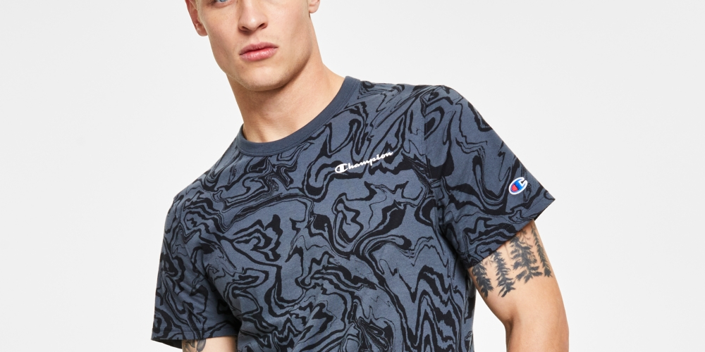 Champion Men's Classic Standard Fit Graphic T Shirt Black Size Small