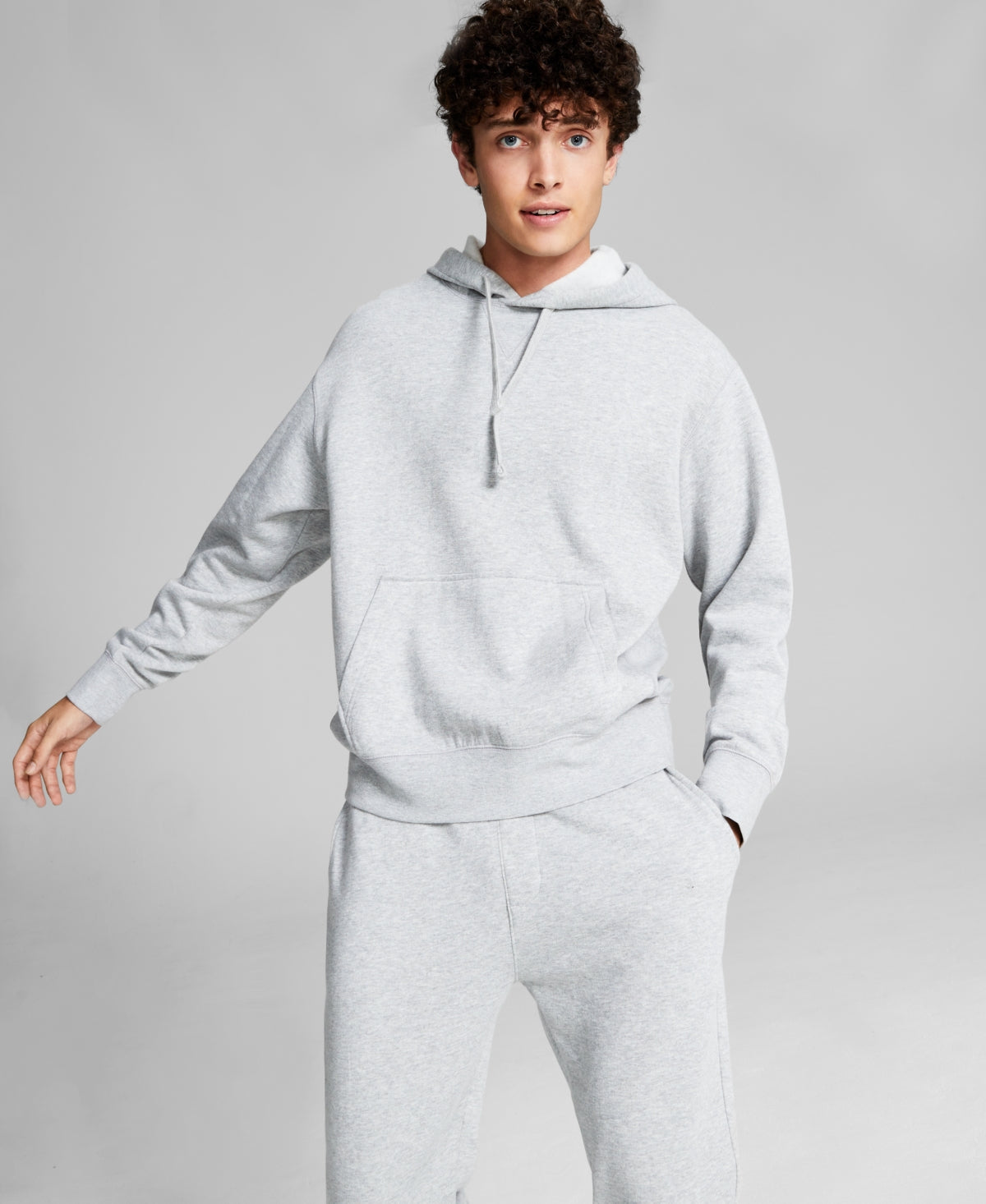 And Now This Men's Fleece Hoodie with Kangaroo Pockets Gray Size Large