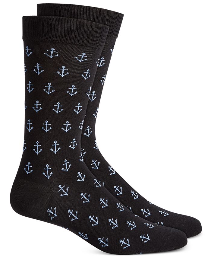 Club Room Men's Anchor Crew Socks Black Size 10-13