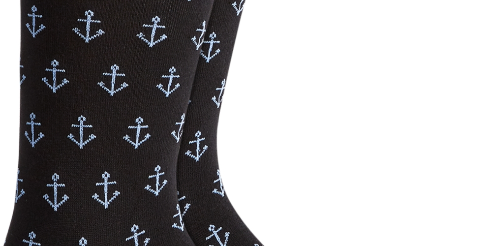 Club Room Men's Anchor Crew Socks Black Size 10-13