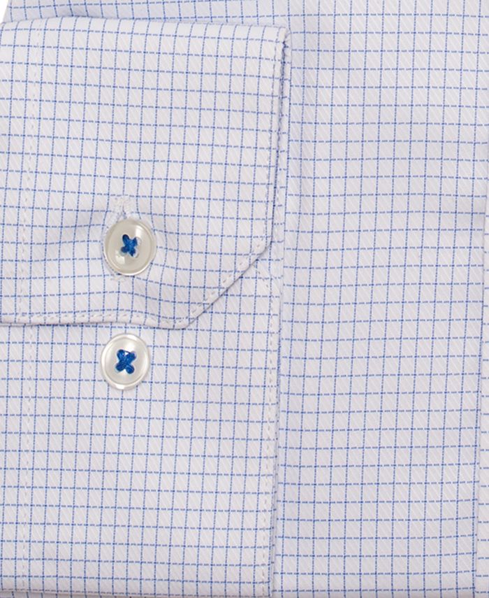 Ryan Seacrest Mens Check Collared Slim Fit Dress Shirt Blue Size 18X34-35