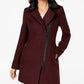 Maralyn & Me Juniors' Faux-Fur-Collar Asymmetrical Coat Red Size XS