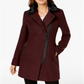 Maralyn & Me Juniors' Faux-Fur-Collar Asymmetrical Coat Red Size XS