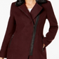 Maralyn & Me Juniors' Faux-Fur-Collar Asymmetrical Coat Red Size XS
