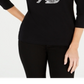Karen Scott Cotton Embellished Cat-Graphic T-Shirt Black Size S